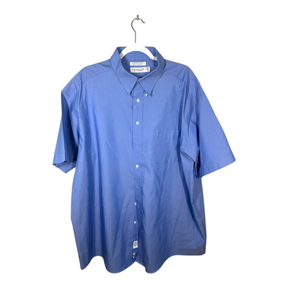 Roundtree & Yorke Men's XXL Blue Short Sleeve Button-Down Shirt | Classic Casual